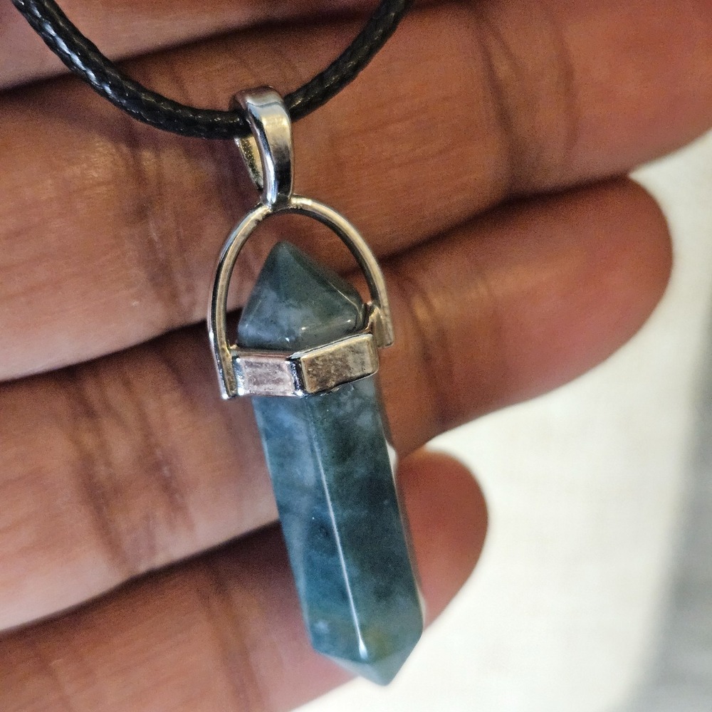 Hexagon Crystal Pendant – Natural Stone Point Necklace Charm – Healing Crystal